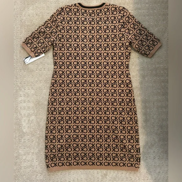 Calvin Klein Beige and black knit sheath dress in size Large. - Picture 2 of 4